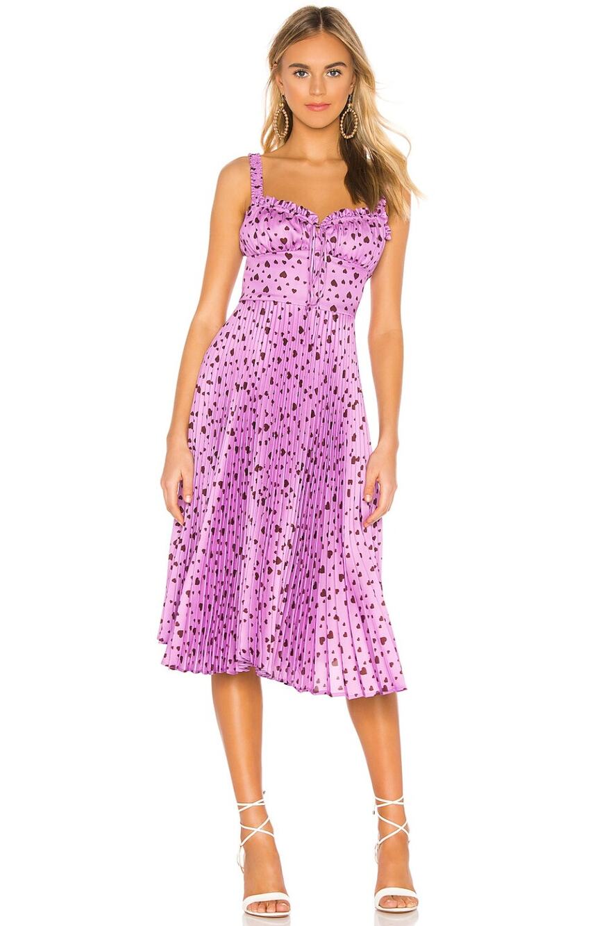 Delfi Collective Amora Purple Heart Pleated Dress Size Small